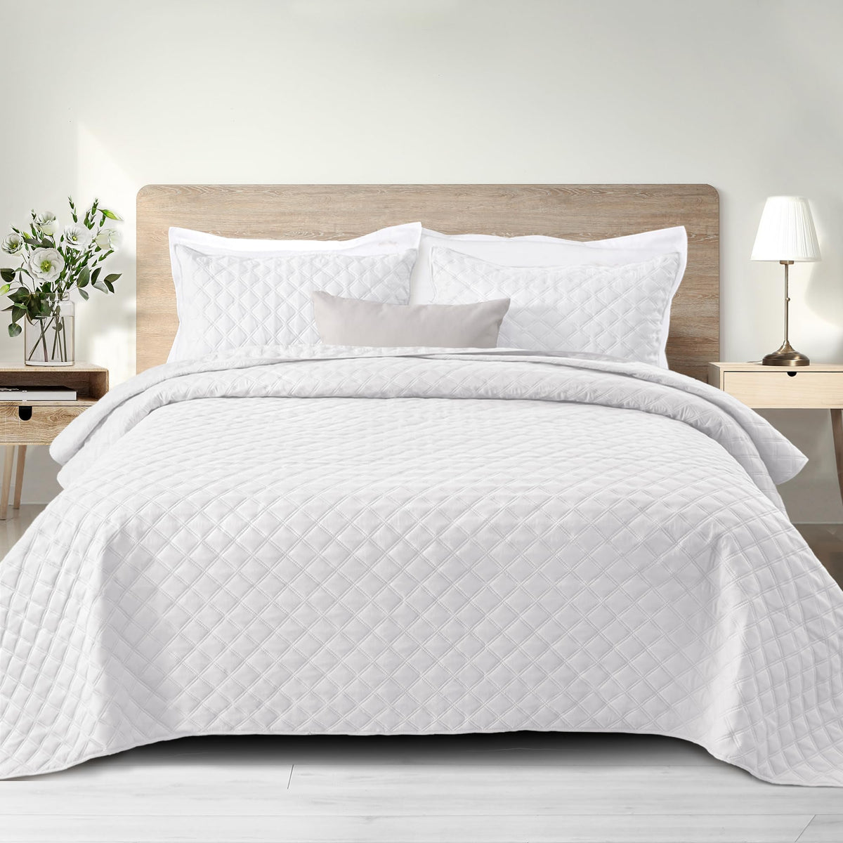 Exclusivo Mezcla Soft Quilt Set Twin Size, 2 Pieces Lightweight Quilts White Bedspreads Coverlets Bedding Set For All Seasons, G