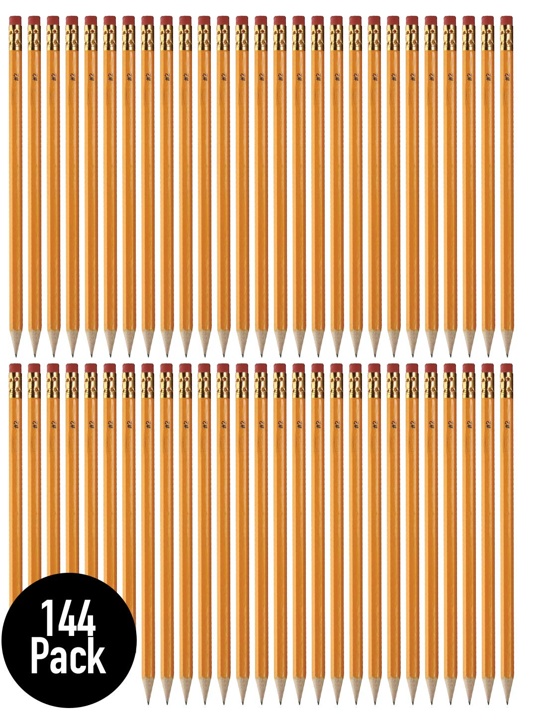 #2 Hb Wood Cased Pencils, Pre-Sharpend Graphite Pencils, With Latex-Free Erasers, Bulk Buy - Smooth Writing For Exams, School, O