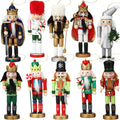 Syhood 10 Pcs Christmas Nutcrackers Ornament 5 Inch Wooden Nutcracker Hanging Decorations Christmas King Soldier Nutcrackers Fig