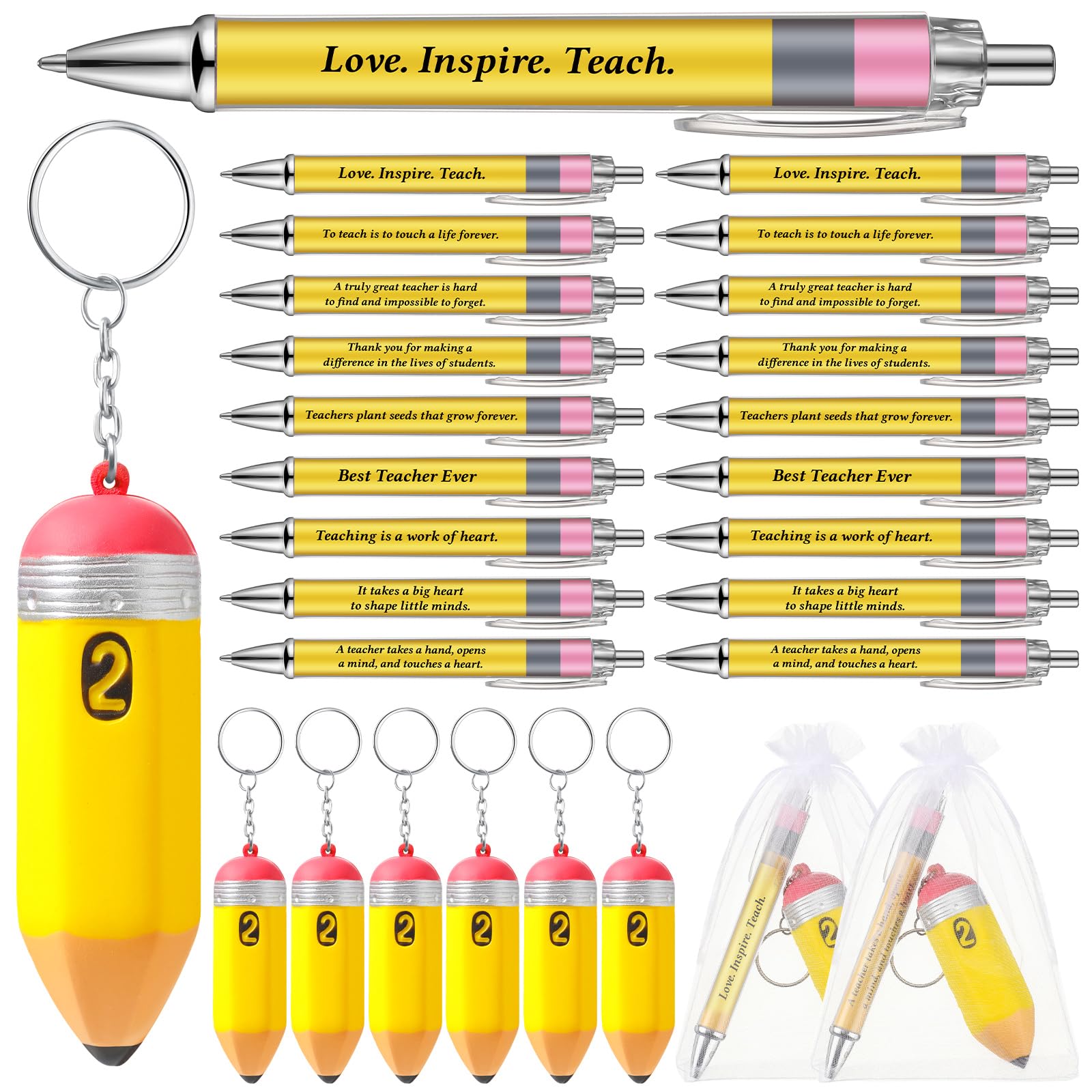 Sinload 18 Sets Back To School Gifts For Teacher Appreciation Gifts For Women Included Teacher Ballpoint Pens Pencil Shaped Stre