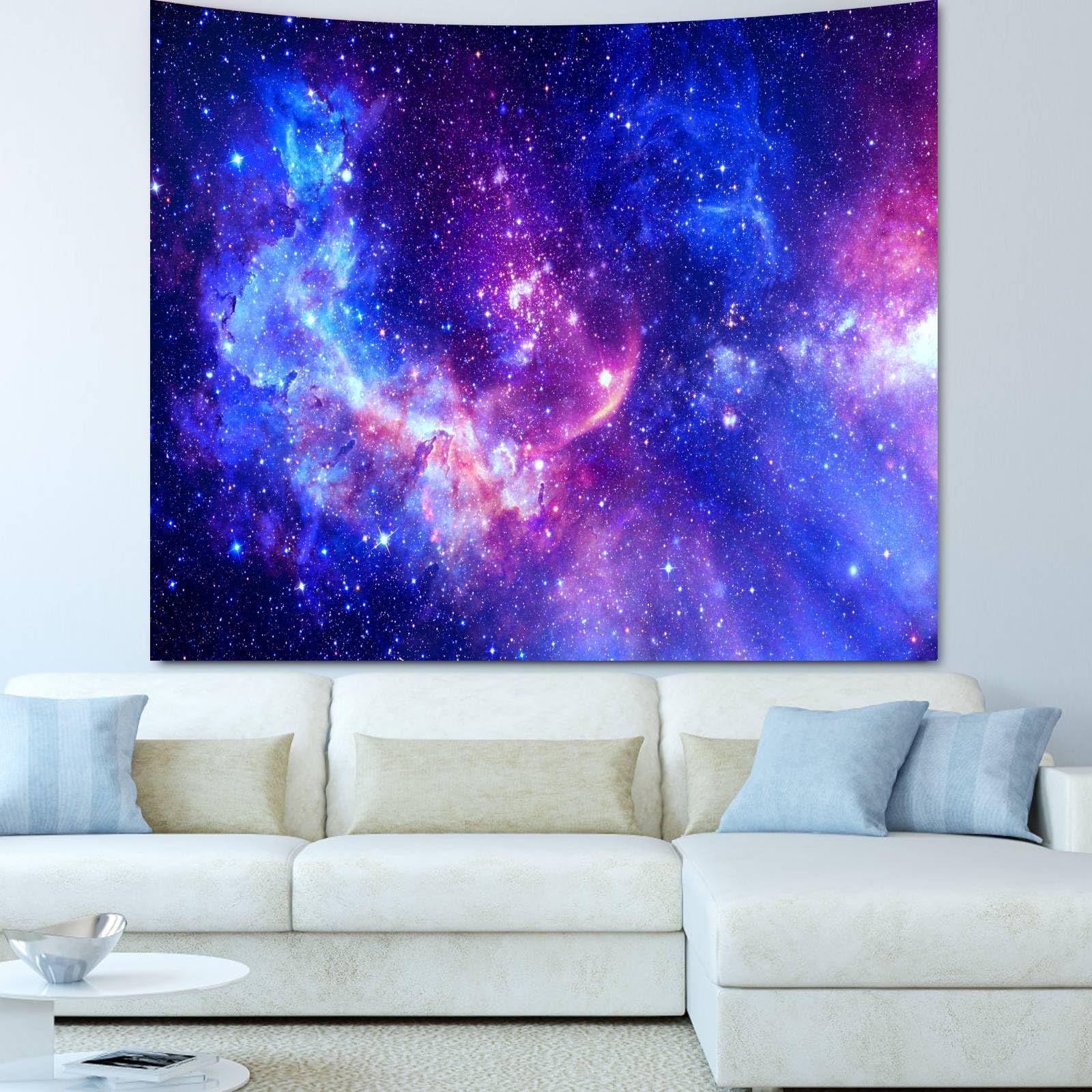Blacklight Galaxy Tapestry For Bedroom Aesthetic Space Starry Sky Stars Universe Backdrop Black Light Poster Decor Wall Hanging