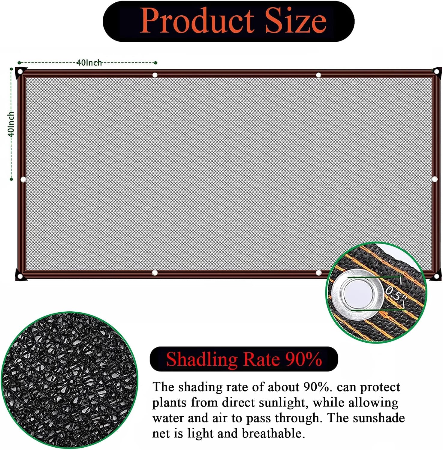 Shade Cloth - Outdoor Sun Shade With Grommets,Garden Shade Netting For Plants Heat Protection Greenhouse Patio Dog Kennel Chicke