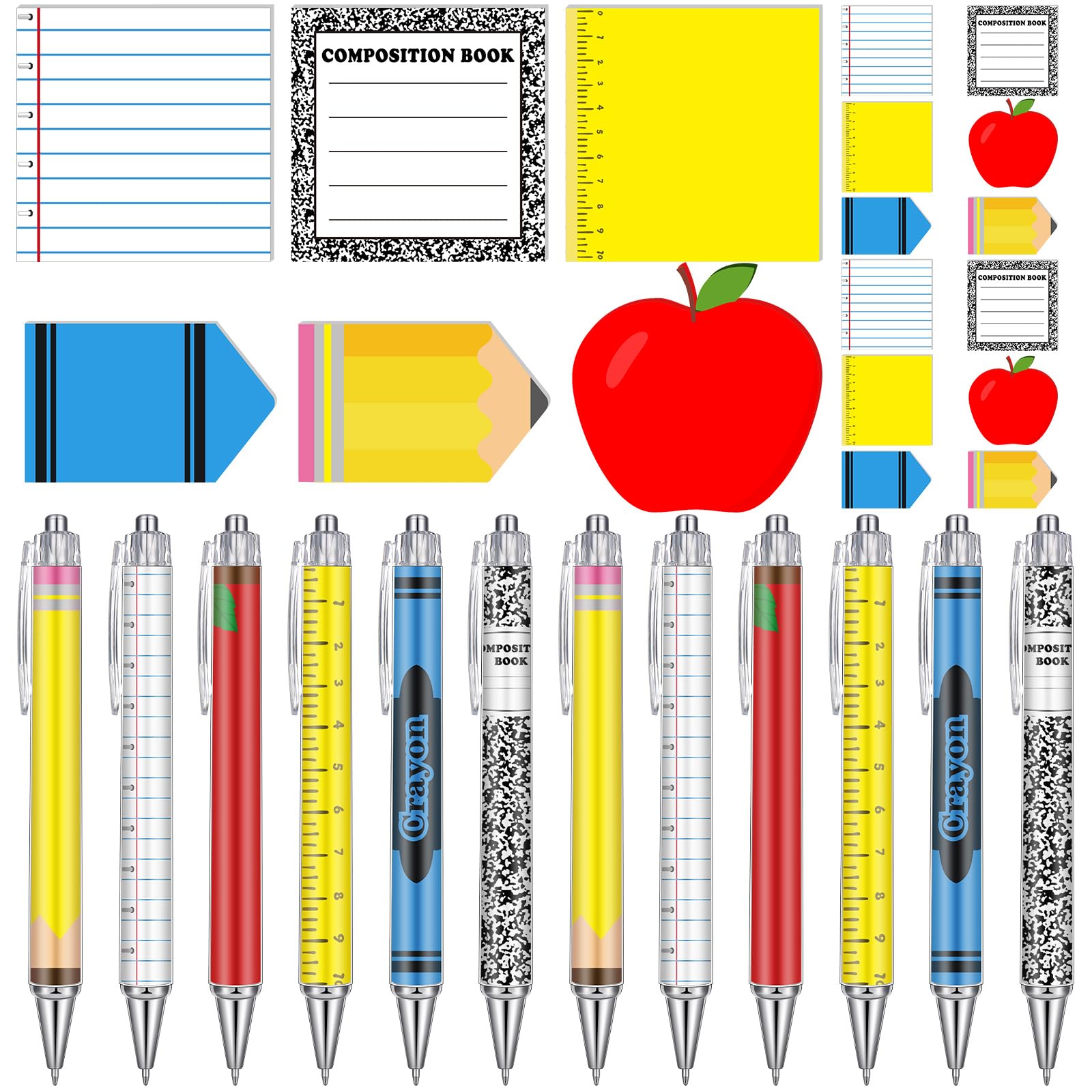 Thenshop 24 Pcs Teacher Appreciation Gifts Funny Teacher Appreciation Sticky Notes Ballpoint Pen Notepad Self Adhesive Writing T