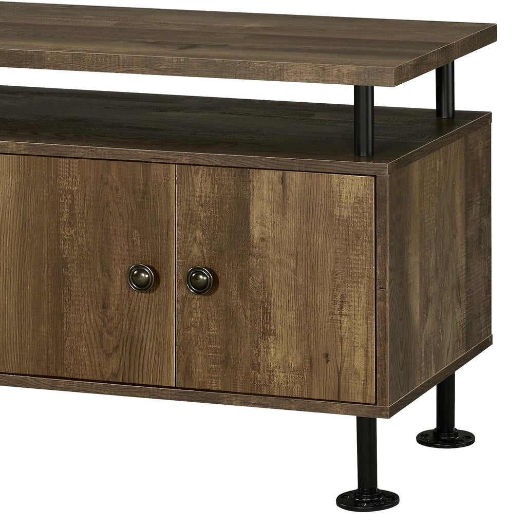 Acme Ensata II Rectangular 4-Door TV Stand in Rustic Oak and Black