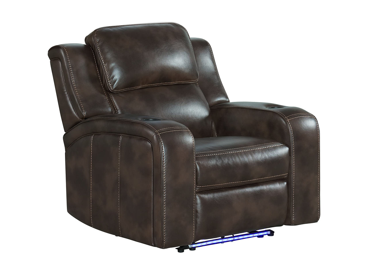 Intercon Silhouette Dual-Power Headrest, Bolero Coffee Recliner