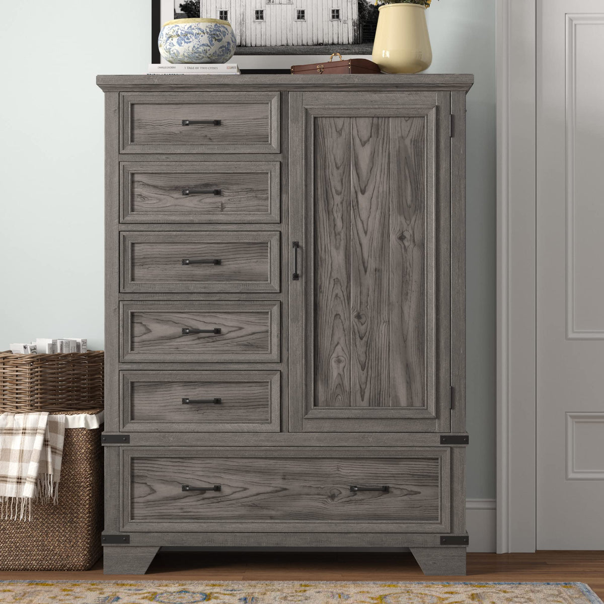 Intercon Forge Gentleman's Chest with 6 Drawers, Brushed Steel Dresser