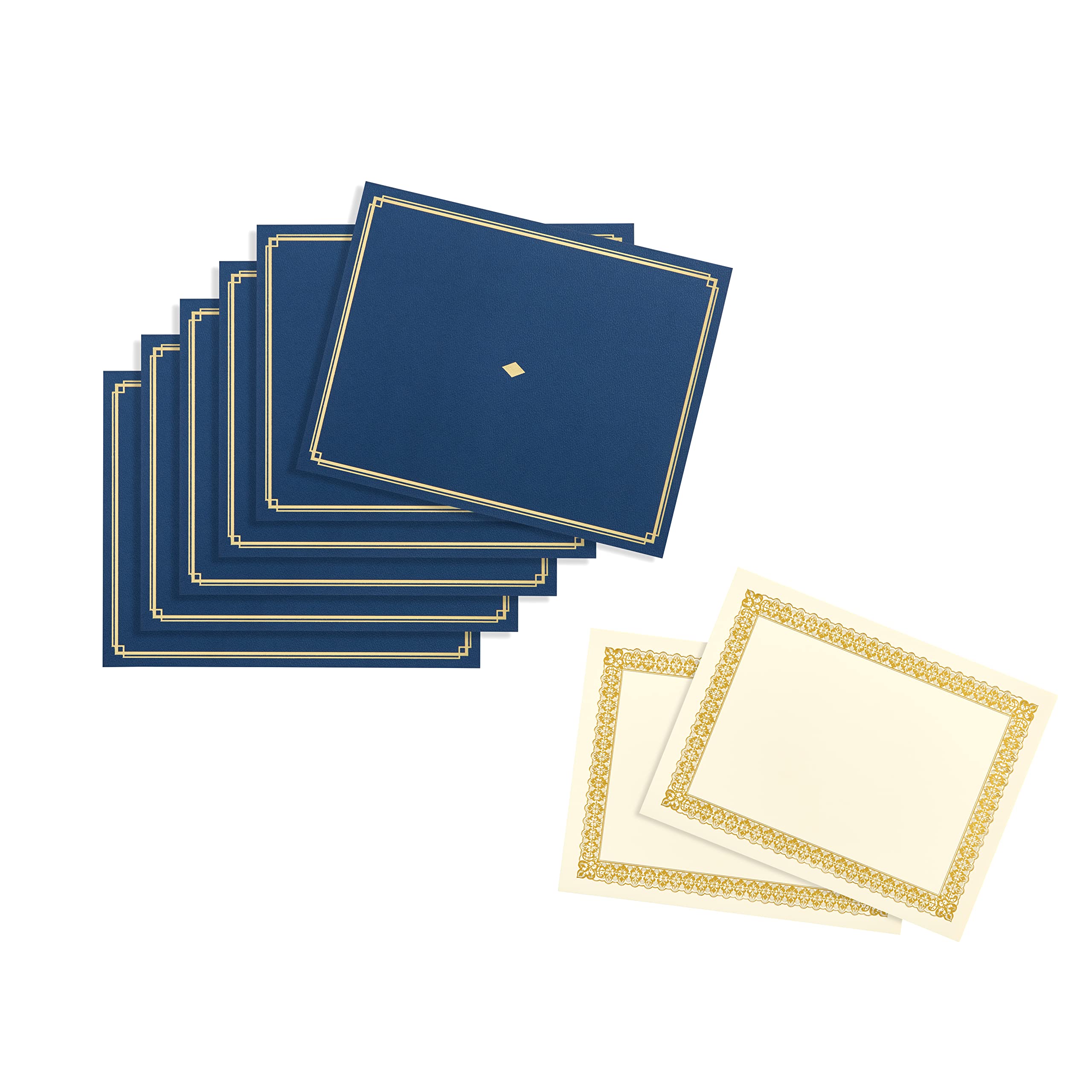 Gartner Studios Certificate Kit, Includes 60 Blue Certificate Holders And 60 Gold Foil Certificate Papers, 120 Total Pieces (974