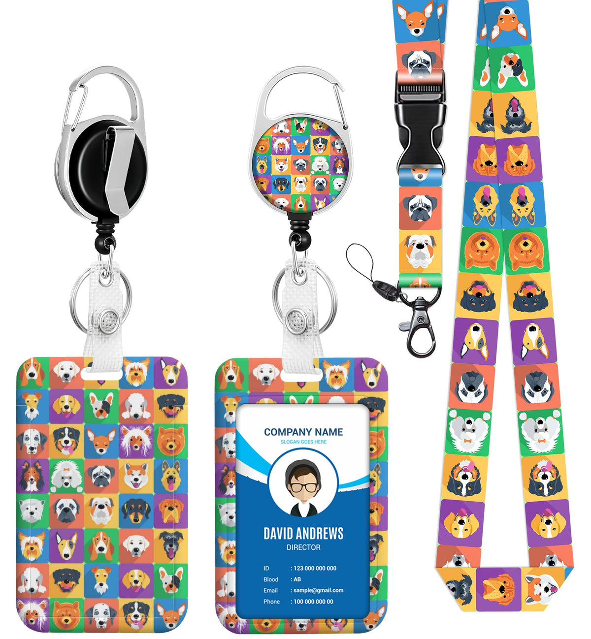 Cute Dog Badge Holder Lanyard Id Card Holders Detachable Name Tag Clips Cute Funny Nurse Teacher Office Gifts Women Man Cate Bad
