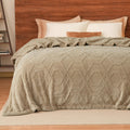 Phf Fluffy Sherpa Fleece Blanket Queen Size For Winter, Warm And Cozy, 510Gsm 3D Tufted Shaggy Fleece Blanket For Sofa Bed, Khak