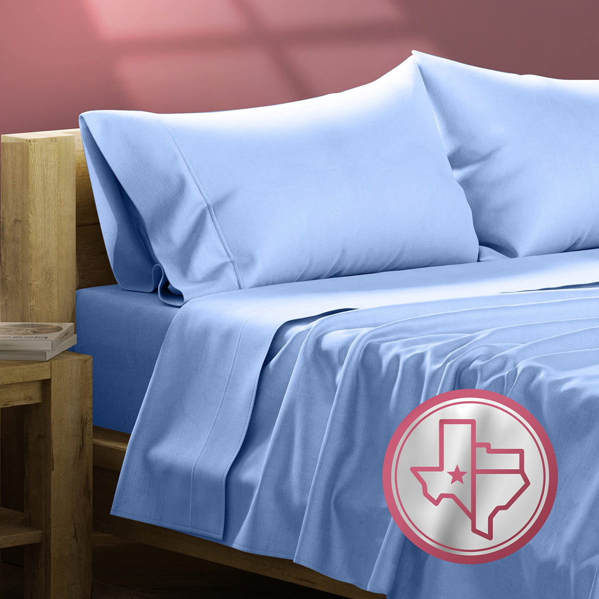 Texas Linen Co. Egyptian Cotton Split King Sheet Set - 800 Thread Count 5 Pc Deep Blue Sheets For Adjustable Bed, Extra Long Sta