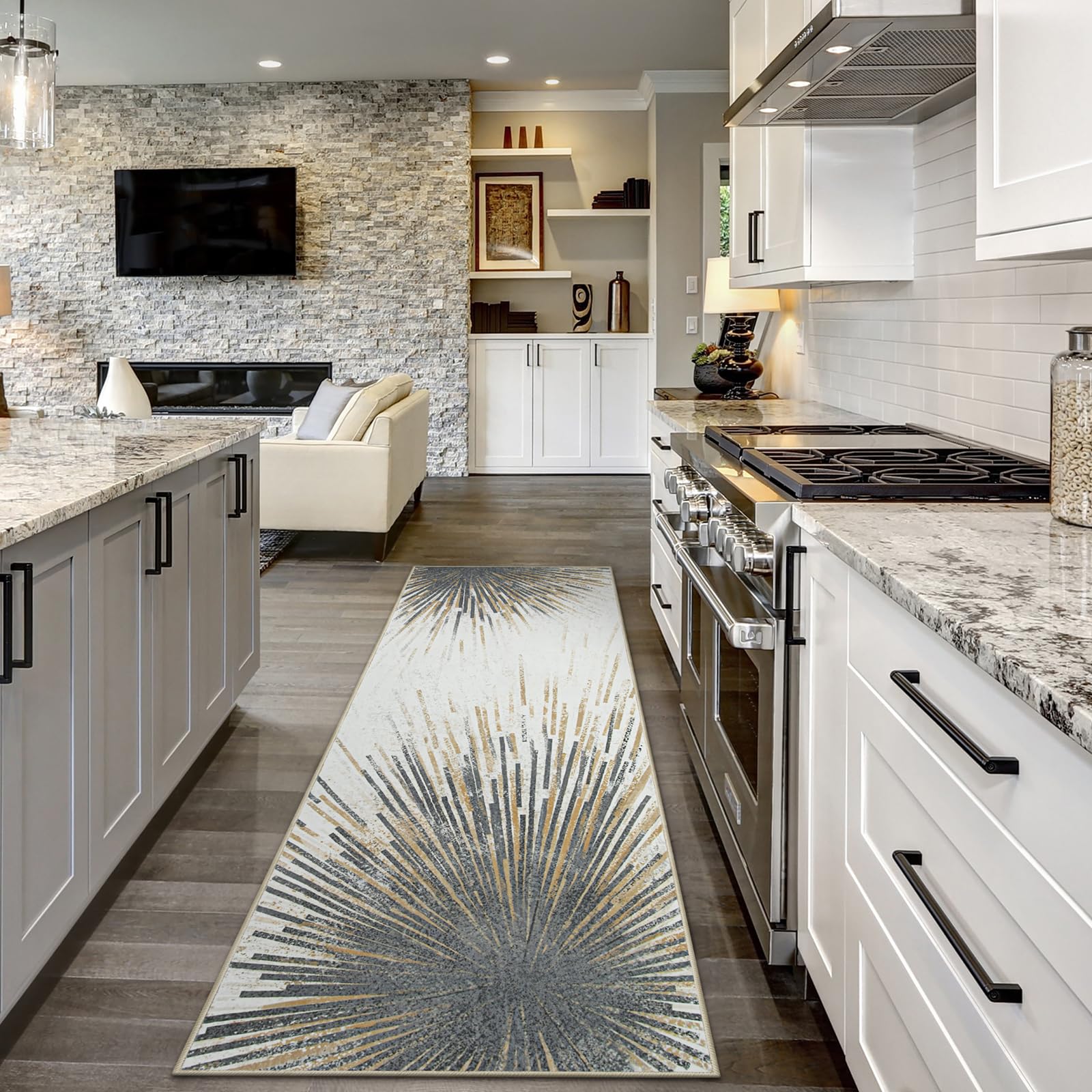 Lahome Modern Rug Runners For Hallways Non Slip - 2.5X8 Runner Rug Non Skid Washable Kitchen Runners Ultra-Thin Indroor Rugs For