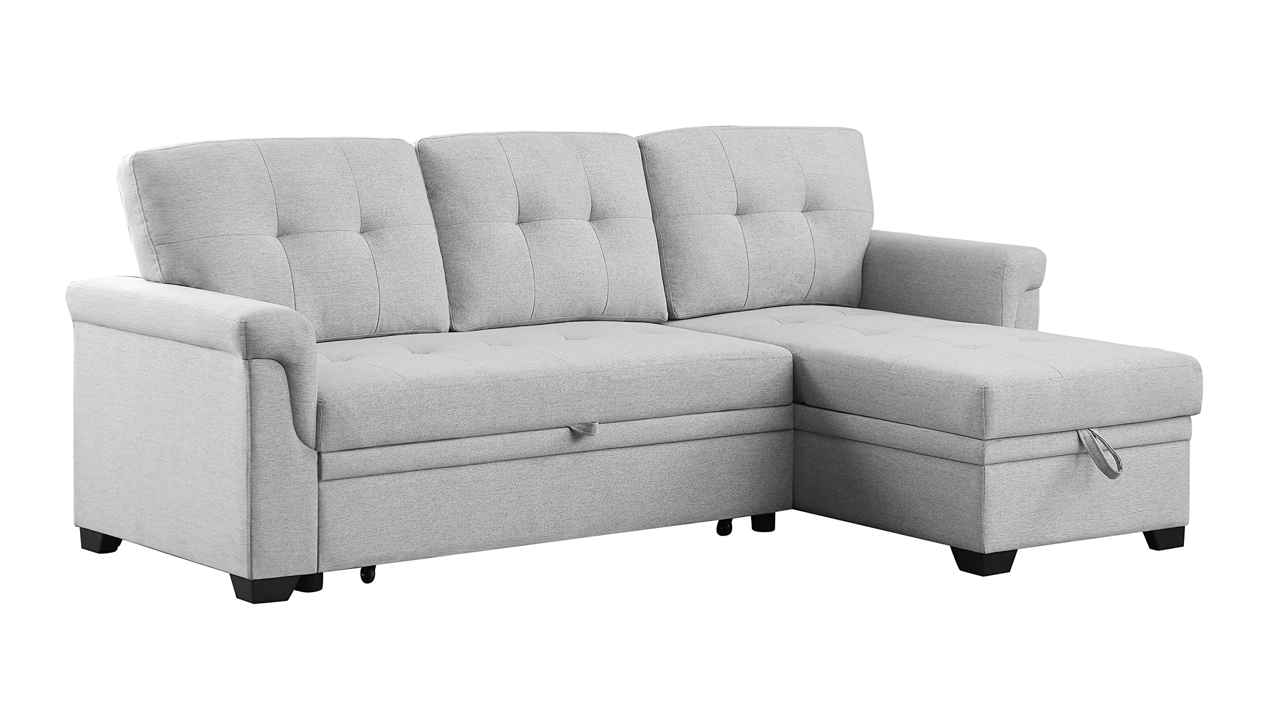 Lilola Home Hunter Reversible Sleeper Sectional Sofa with Storage Chaise - Thumbnail 5