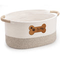 Dog Toy Basket|Cotton Rope Dog Toy Bin With Handle, 17.5L11.8W8T