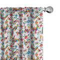 Ambesonne Mexican Window Curtains Pack of 2, Traditional Latin American Art Design Natural Inspirations Flowers and Birds, Light