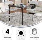 Flash Furniture Dunham 2.83' Square Plastic Folding Event Table With Carrying Handle, Bi-Fold Banquet Table For Indoor/Outdoor Events, Dark Gray