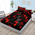Hosima Honeycomb Bedding Sets Full For Boys,Red Black Geometric Pattern Fitted Sheet For Kids Teens Girls Room Decor,Lightweight