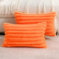 Futei Orange Striped Decorative Throw Pillow Covers 12X20 Inch Set Of 2,Rectangle Spring Decorations Couch Lumbar Pillowcase,Sof