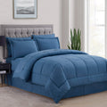 Queen Comforter Set 8 Piece Bed In A Bag With Bed Skirt, Fitted Sheet, Flat Sheet, 2 Pillowcases, 2 Pillow Shams, Queen, Denim