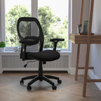 Flash Furniture Albert Mid-Back Black Super Mesh Executive Swivel Office Chair with Adjustable Lumbar & Arms