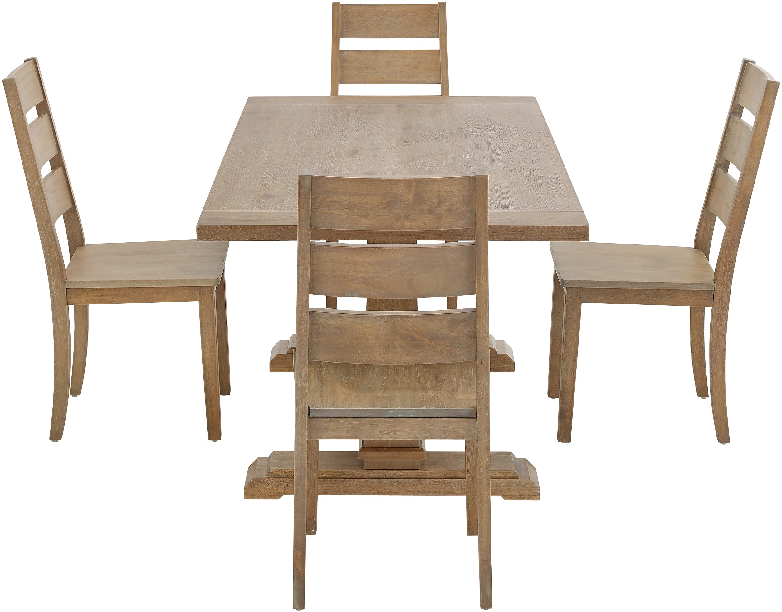 Crosley Furniture Joanna 5-Piece Modern Farmhouse Dining Table Set for 4 with Ladderback Chairs, Rustic Brown