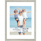 Icona Bay 12x16 Alder Gray Picture Frame with Mat to 9x12 Image, Sturdy Wood Composite Poster Frame, Wall Mount Only, Modern Sty