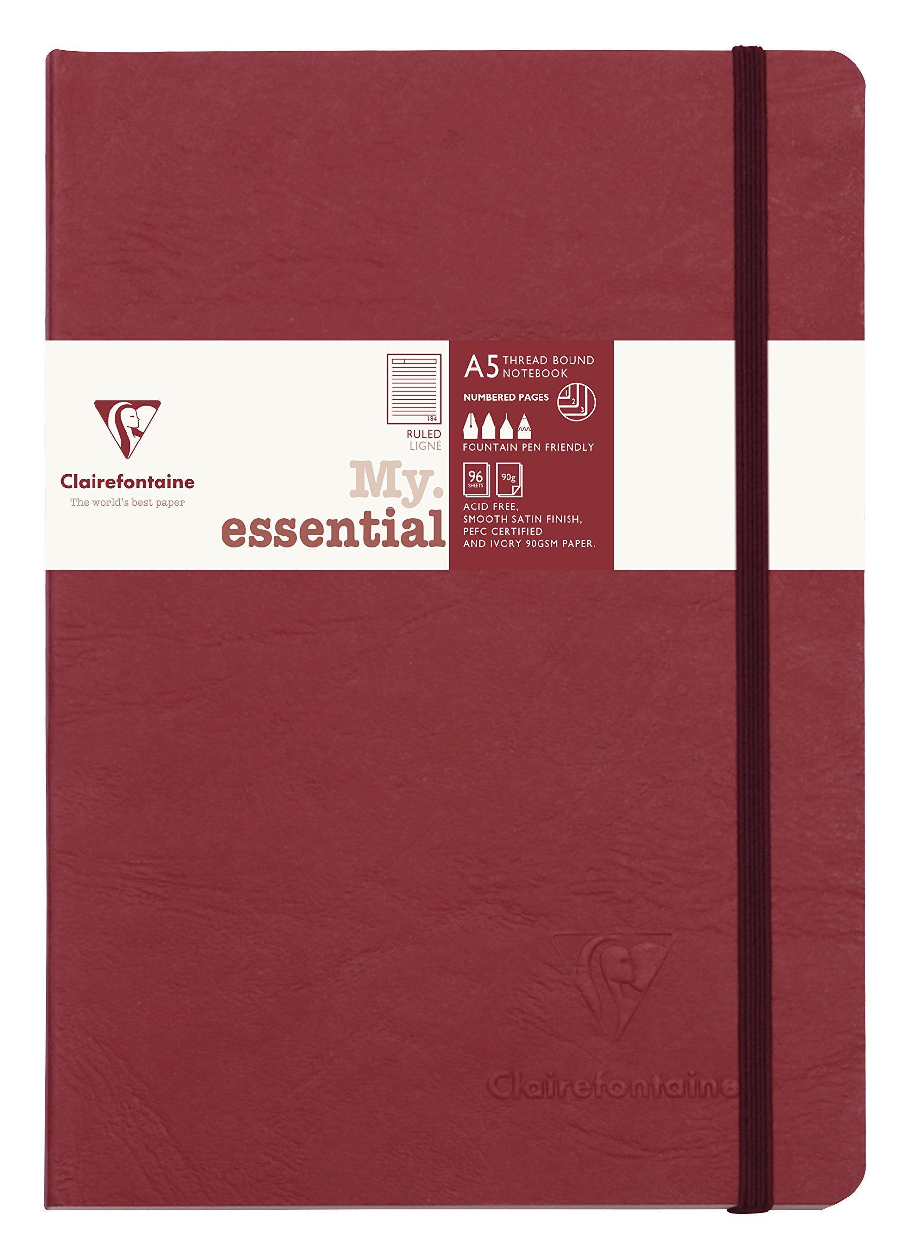 Clairefontaine - Ref 793462C - Age Bag Thread-Bound Notebook (192 Pages) - A5 Size, Lined Rulings, 90Gsm Brushed Vellum Paper, E