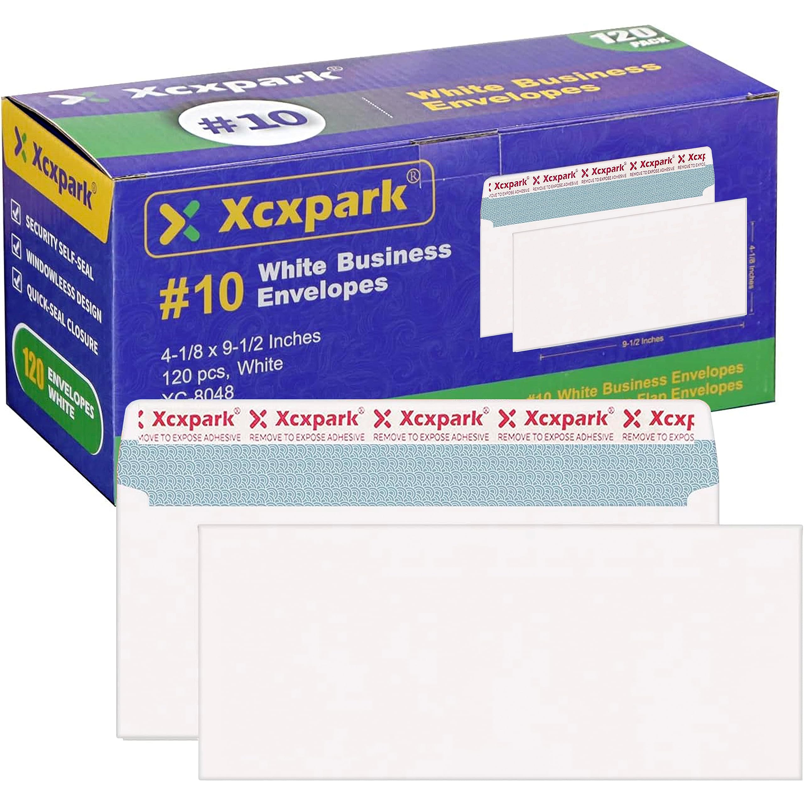 Xxcxpark 120 Pcs #10 White Self Seal Kraft 4-1/8 X 9-1/2 Inches Security Envelopes, Windowless Invisible Envelopes Super Strong