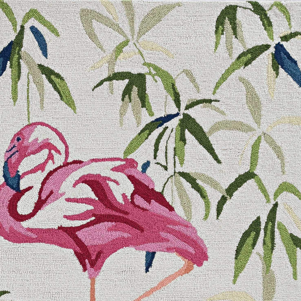 HomeRoots 8' Ivory Pink Hand Hooked Flamingo Round Indoor Area Rug