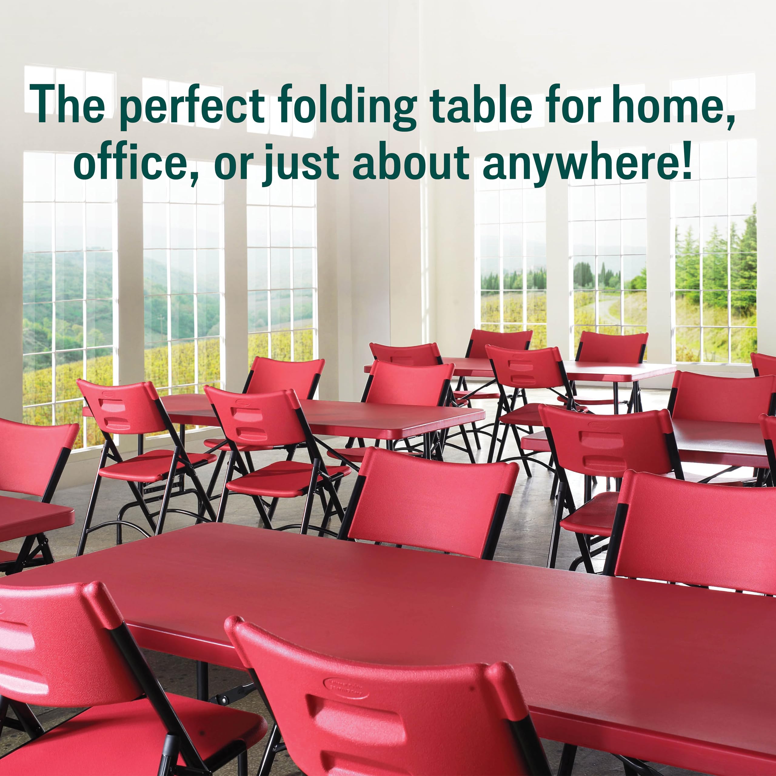 National Public Seating Bta3072 Series Steel Frame Rectangular Adjustable Height Plastic Top Folding Table, 1000 Lbs Capacity, 72' Length X 30' Width X 28.5' Height, Red/Black