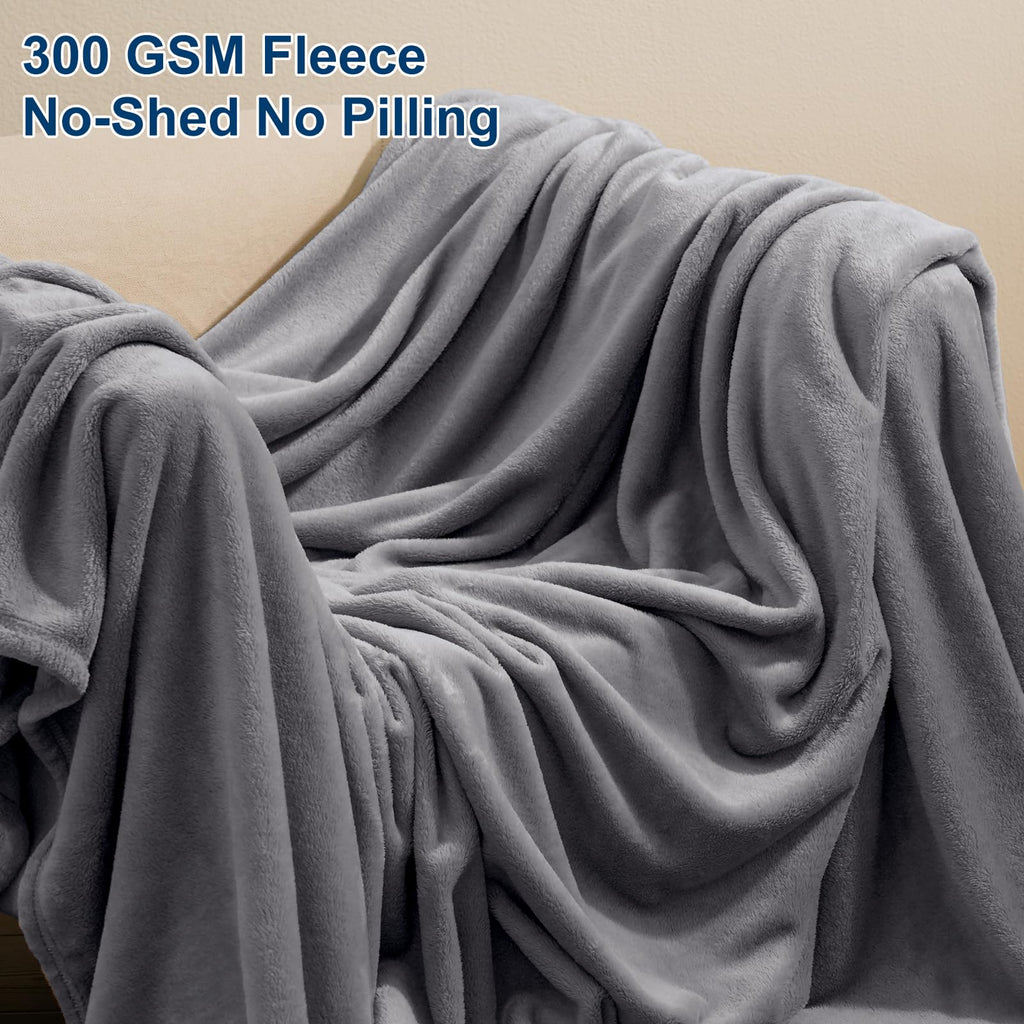 Phf Ultra Soft Fleece Blanket King Size, No Shed No Pilling Luxury Plush Cozy 300Gsm Lightweight Blanket For Bed, Couch, Chair, Sofa Suitable For All Season, 108' X 90', Grey
