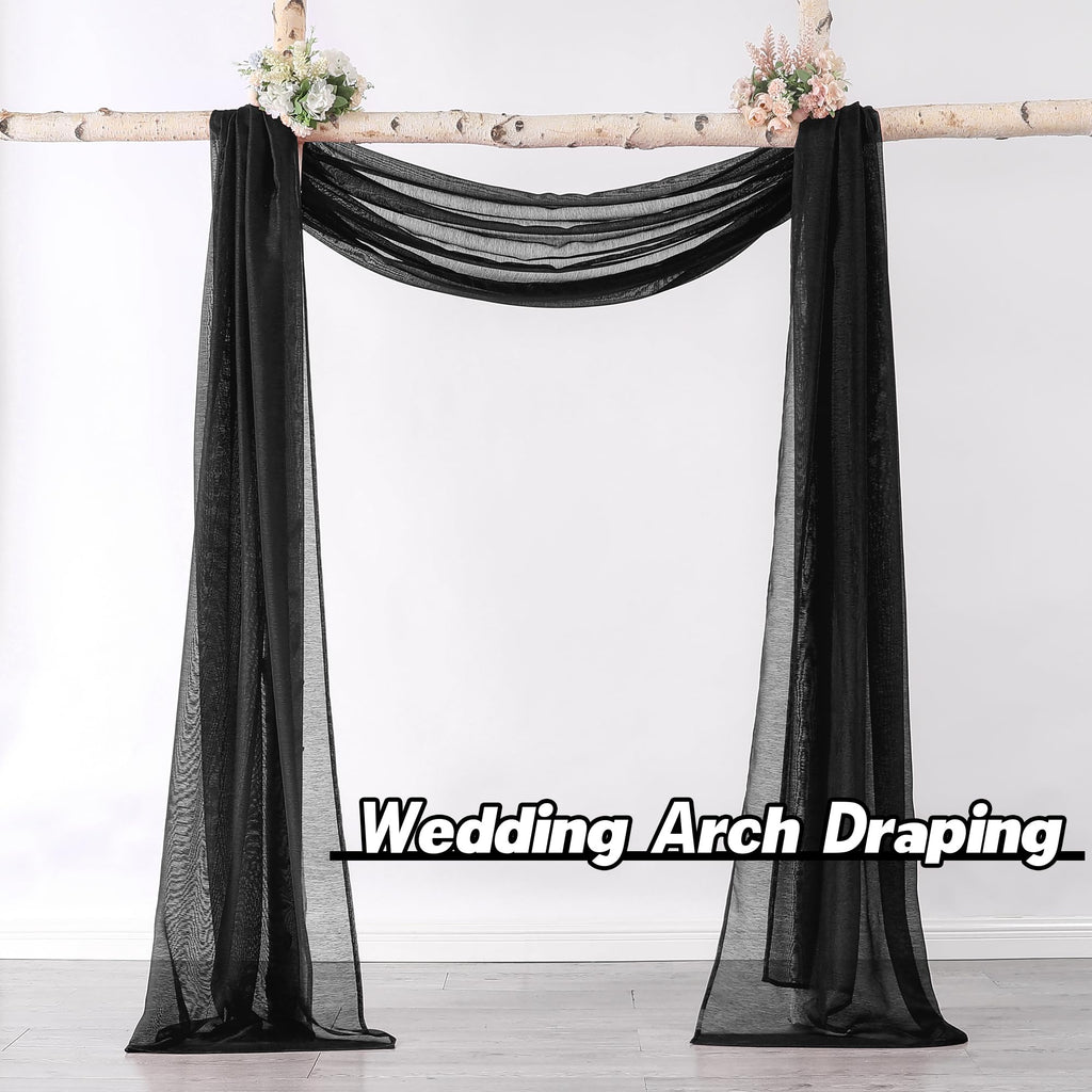 Donren Jet Black Window Scarf Curtains For Outdoor Decoration - Add Luxury Beautiful Elegant Effect To Curtain Panels (1 Panel,