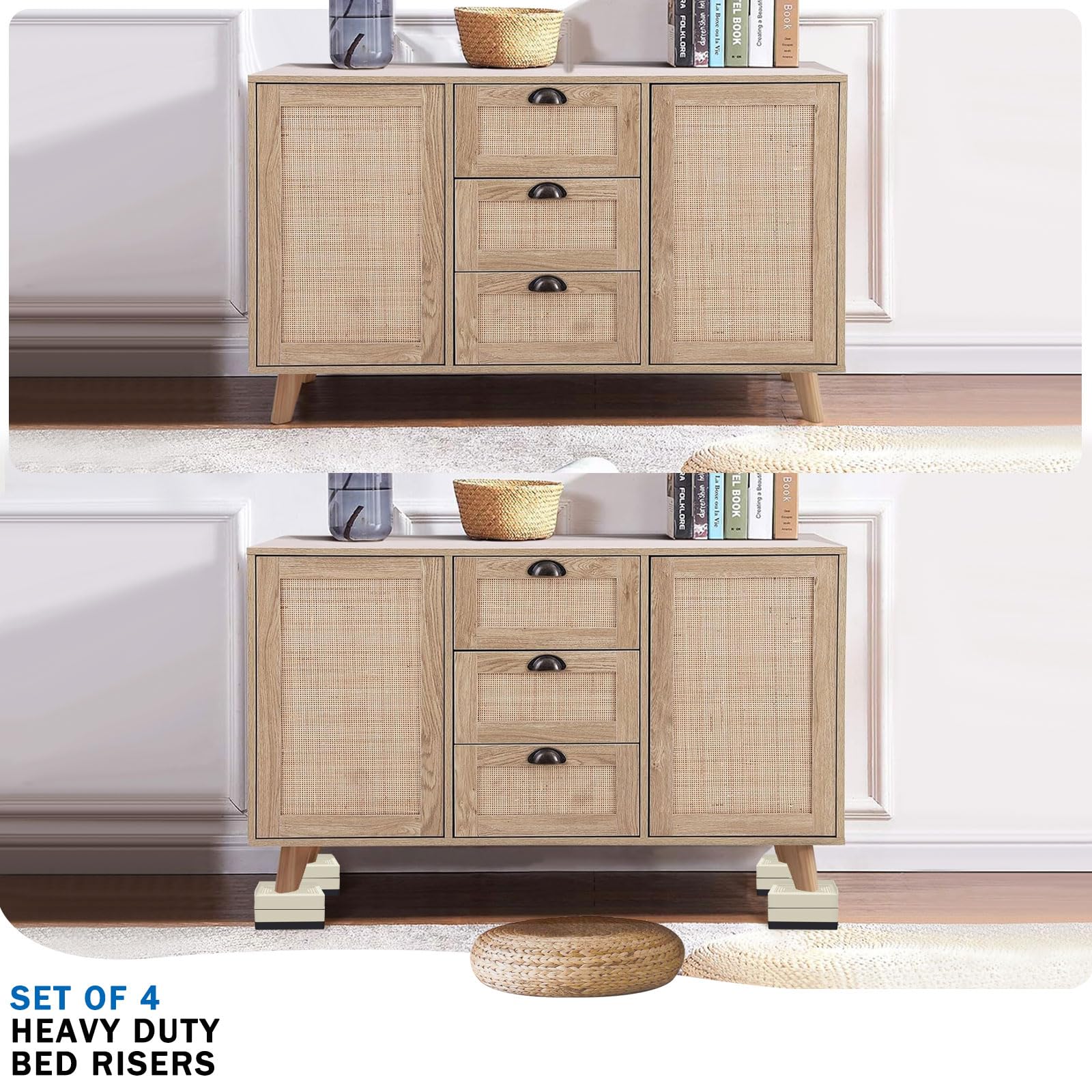 Annkut Furniture Risers 3 Inch, Rectangle Adjustable Risers Blocks For Bed Sofa Table And Couch Lift To1.5 Or 3 Inch,Heavy Duty