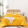 Soft Breathable Duvet Cover Queen Size - Luxury 100% Washed Duvet Cover Set, 3 Piece Bedding Set 1 Duvet Covers 90X90 Inches Wit