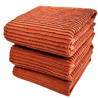 Kitchen Dish Towels for Hands Drying Cleaning Burnt Orange Rust 100% Cotton Soft Cloth Absorbent Terry Loop, Set of 3 Multipurpo