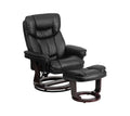 Flash Furniture Allie LeatherSoft Upholstered Recliner with Footrest, Arms, and Headrest, Padded Swivel Recliner Chair and Ottoman Set, Black