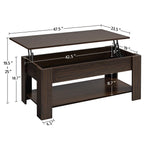 Yaheetech Lift Top Coffee Table With Hidden Compartment And Storage Shelf, Rising Tabletop Dining Table For Living Room Reception Room, 47.5In L, Espresso