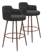 Zuo Kono Swivel Barstool (Set of 2) Black & Walnut