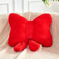 Xvtru Red Bow Pillow, Soft Bow Decorative Pillows With Faux Rabbit Fur, Cute 16' Bow Throw Pillows, Aesthetic Home Decor Bow Sh