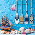 Geetery 4 Pcs 15.7 x 2.4 Inch Wood Paddle Wall Decor Nautical Canoe Oar Wall Decor Wooden Hanging Hand Crafted Paddles Wall Deco