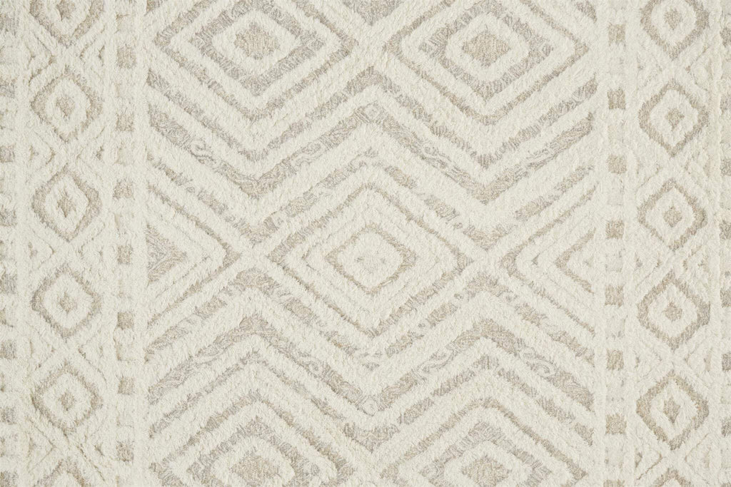 HomeRoots 512797 8 x 10 ft. Ivory & Tan Wool Geometric Hand Tufted Handmade Stain Resistant Rectangle Area Rug