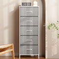 Aodk Dresser For Bedroom With 5 Storage Drawers, 48' Tall Chest Of Drawers Fabric Dressers With Sturdy Steel Frame, Light Grey