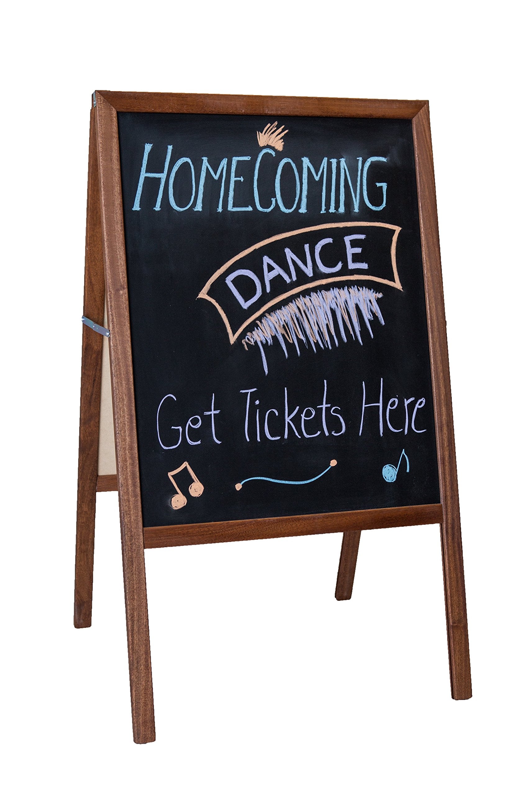 Crestline Products Marquee Easel (2 Black Chalkboards), Stained Hardwood Sidewalk Easel - 42 H x 24 W