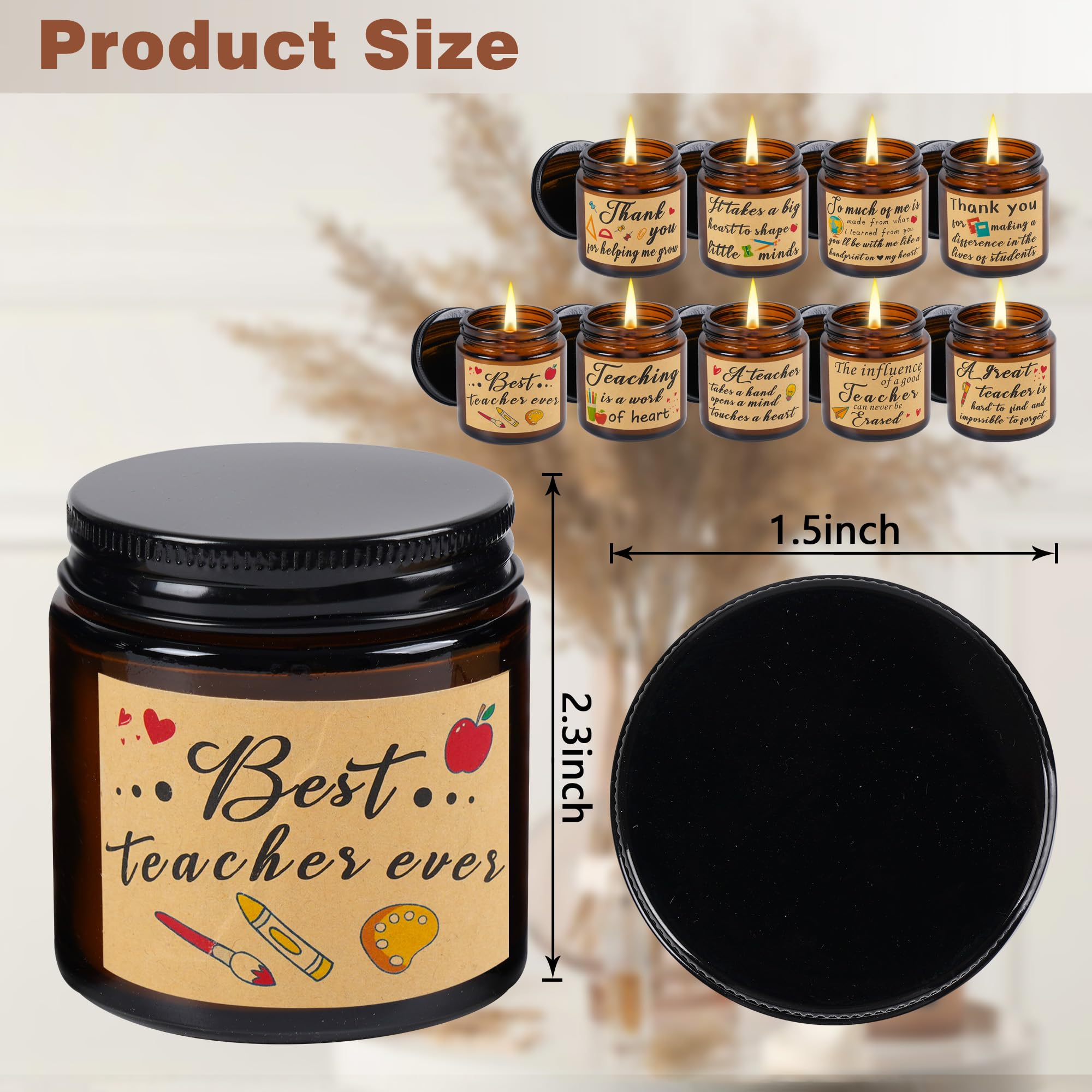 9 Pieces Teacher Appreciation Gifts Thank You Teacher Scented Candles 3.5 Oz Teacher Candles For Women Thank You Teacher Gifts F