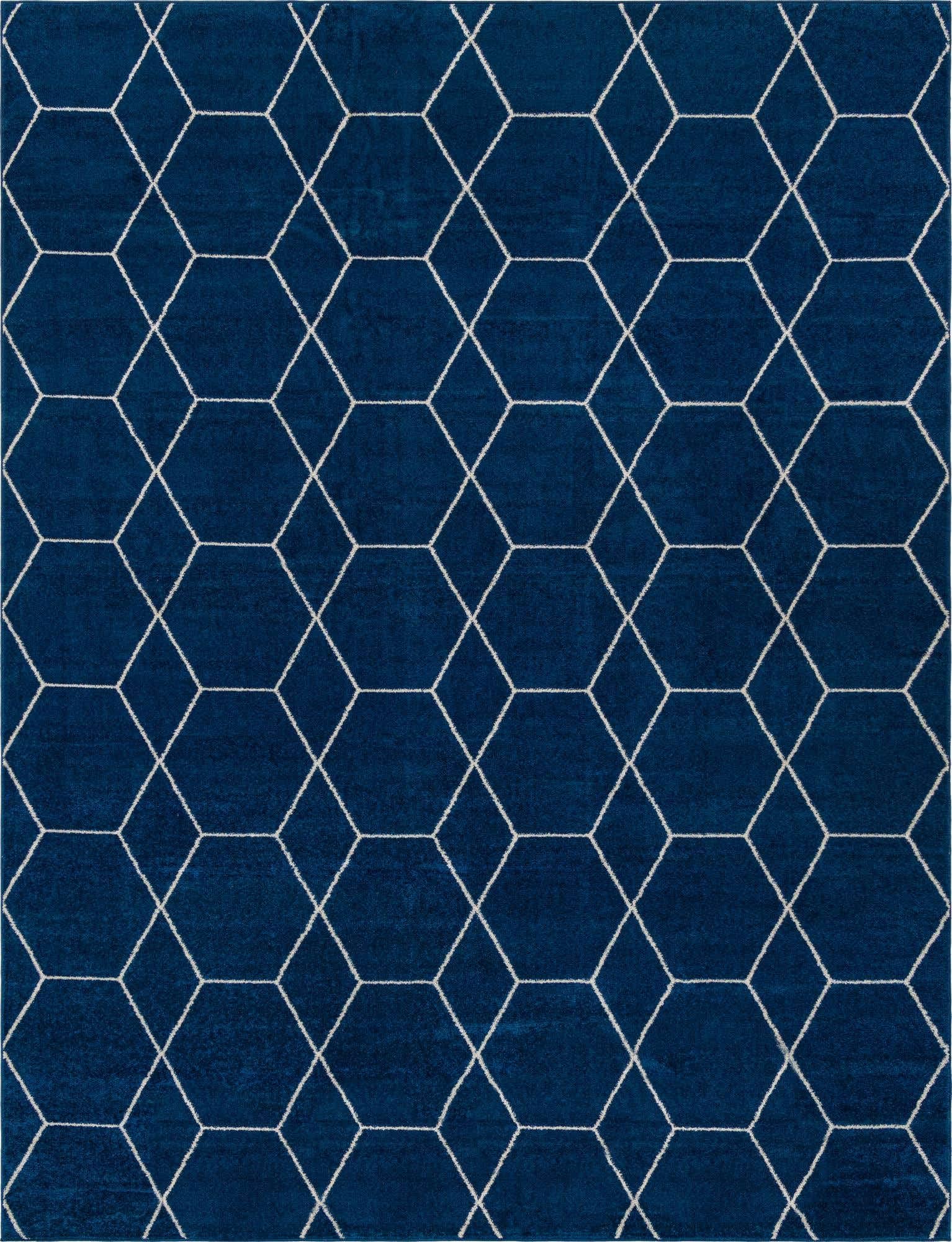Unique Loom Trellis Frieze Collection Area Rug - Geometric (10 x 13, Navy Blue/ Ivory)