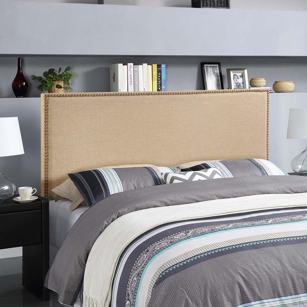 CasaFoyer  Region Linen Fabric Upholstered Queen Headboard | Serene & Elegant Design | Nailhead Trim | Contemporary Style | Upgrade Your Bed