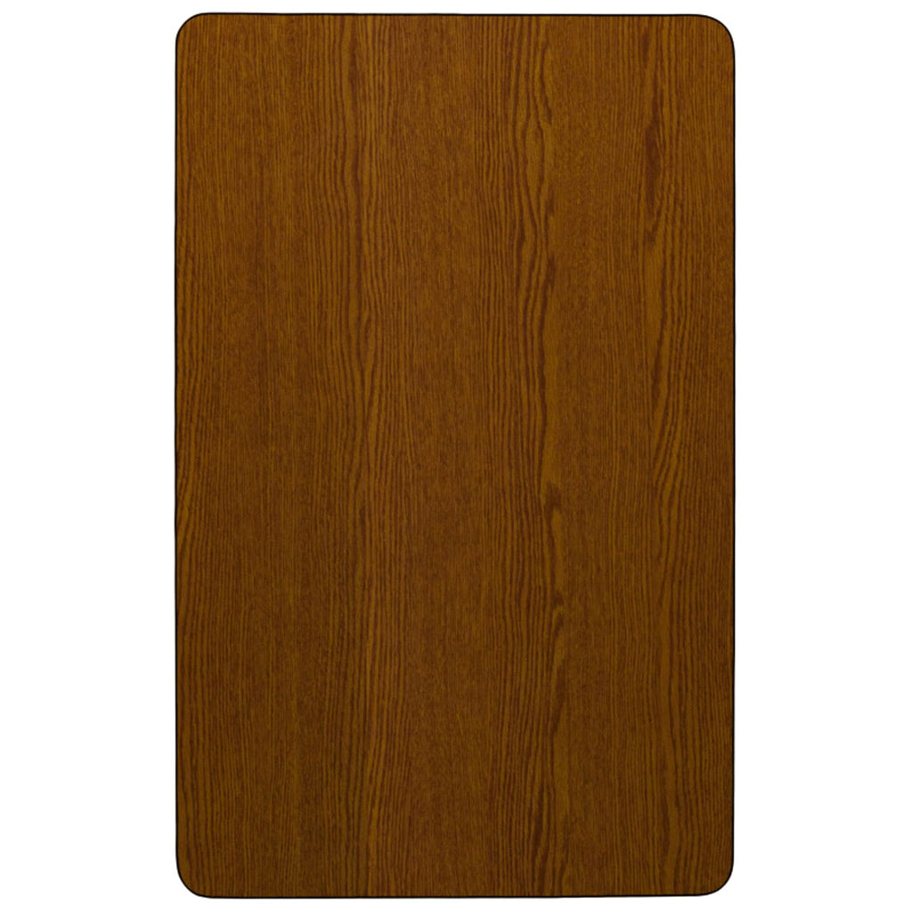 Flash Furniture Wren 30''W x 72''L Rectangular Oak HP Laminate Activity Table - Height Adjustable Short Legs