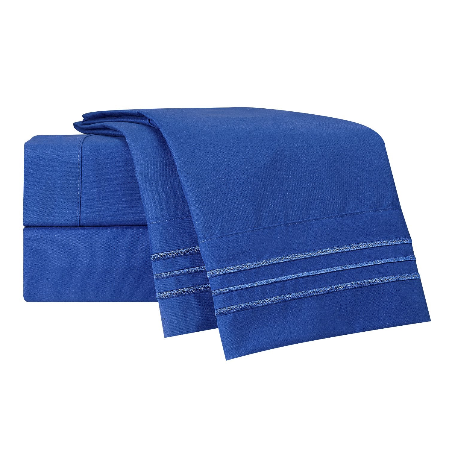 Clara Clark Bed Sheets, Premier 1800 Series 4 Piece Bed Sheet Set, Deep Pocket, Wrinkle, Fade, Stain Resistant, Luxury Soft Bedding Sheets & Pillowcases, Queen, Royal Blue