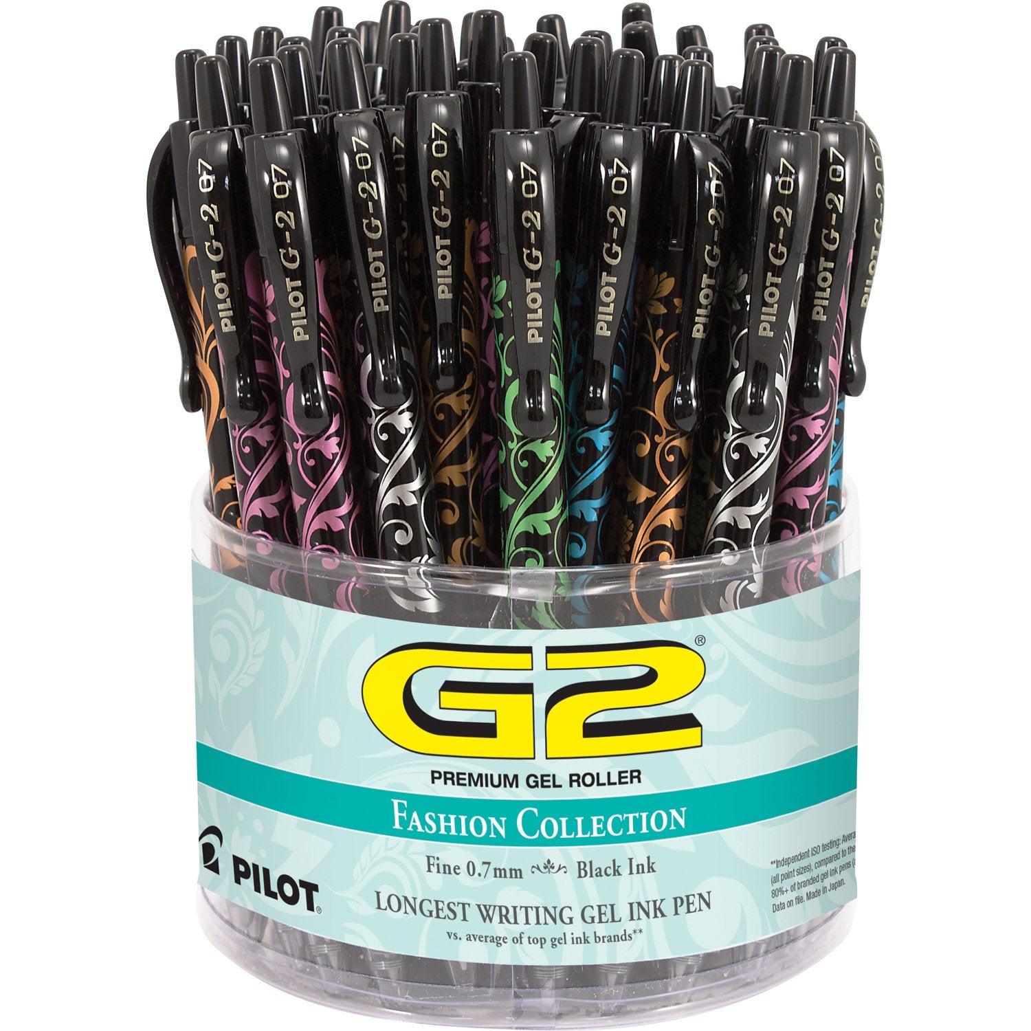 Pilot G2 Fashion Collection Colors Refillable & Retractable Rolling Ball Gel Pens, Fine Point, Assorted Color Barrel Designs, Bl