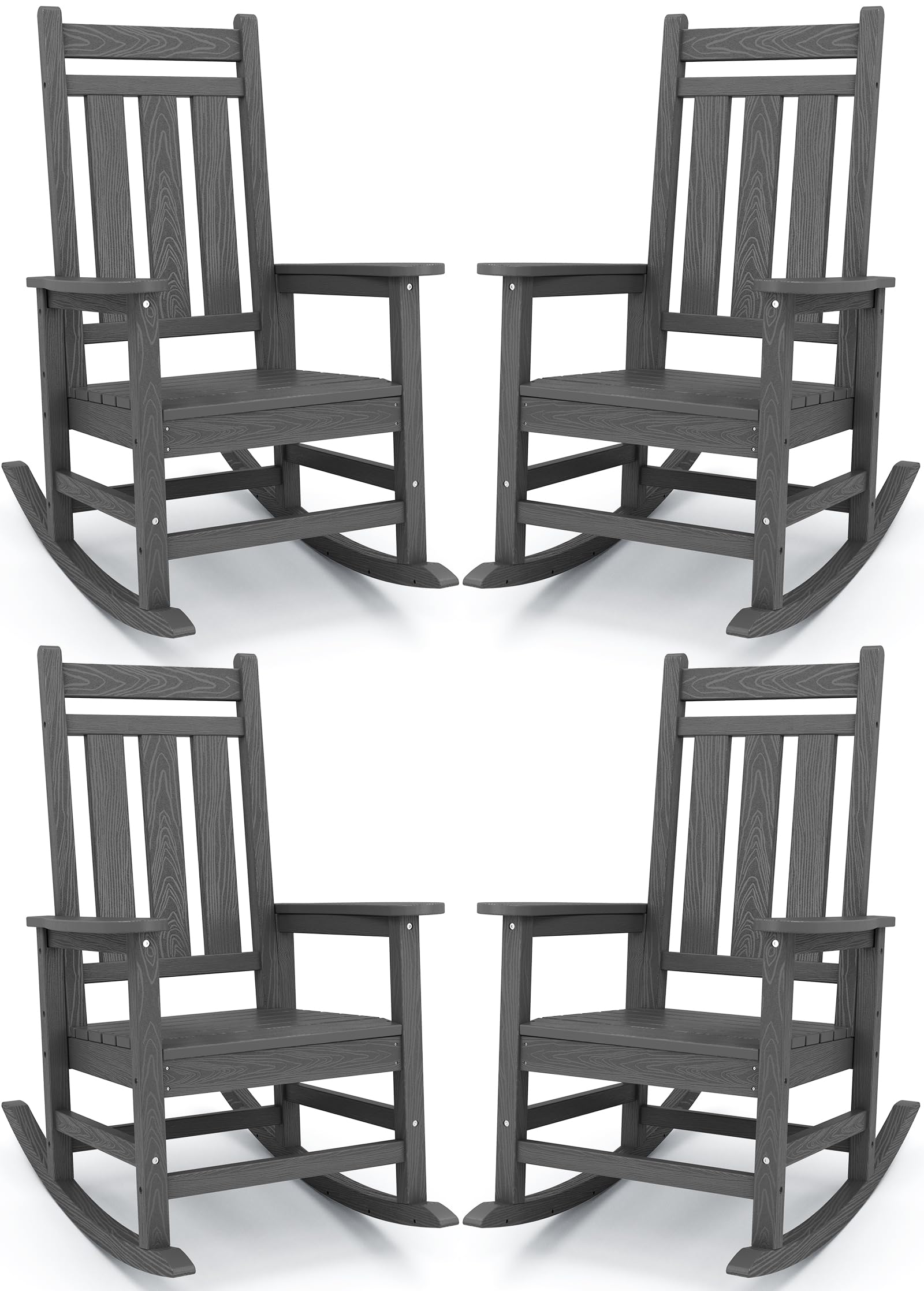 Kingyes Outdoor Patio Rocking Chair Set Of 4, Gray
