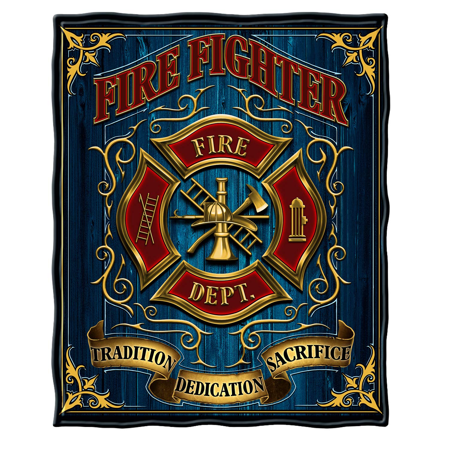 Erazor Bits Coral Fleece Plush Throw Blanket 50 X 60| Volunteer Fire Fighter Throw Blanket Ff2085-Tb (Navy)